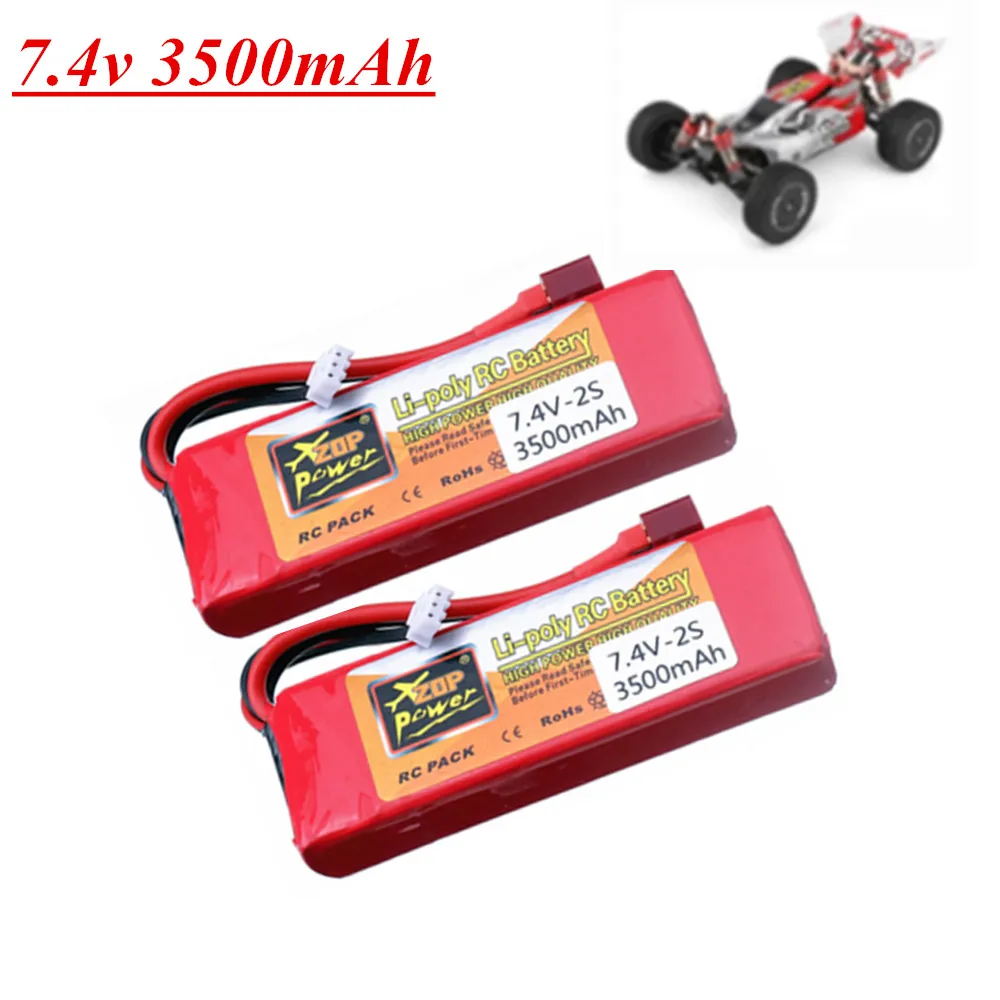 Upgrade 2s 7.4V 3500mAh Lipo Battery For Wltoys 144001 Car 7.4V Rechargable Battery for Wltoys 124017 104001 12428 RC Car Parts