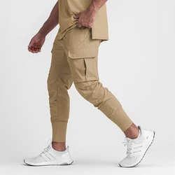 Training Exercise Pants Trousers Mens Sport Running Pants Gym Casual Joggers Pencil Cargo Pants Slim Ice Silk Sweat Trackpants