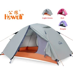 Hewolf 1595 Outdoor doppio strato ultraleggero palo in alluminio impermeabile antivento tenda da campeggio 2.51KG Beach Barraca