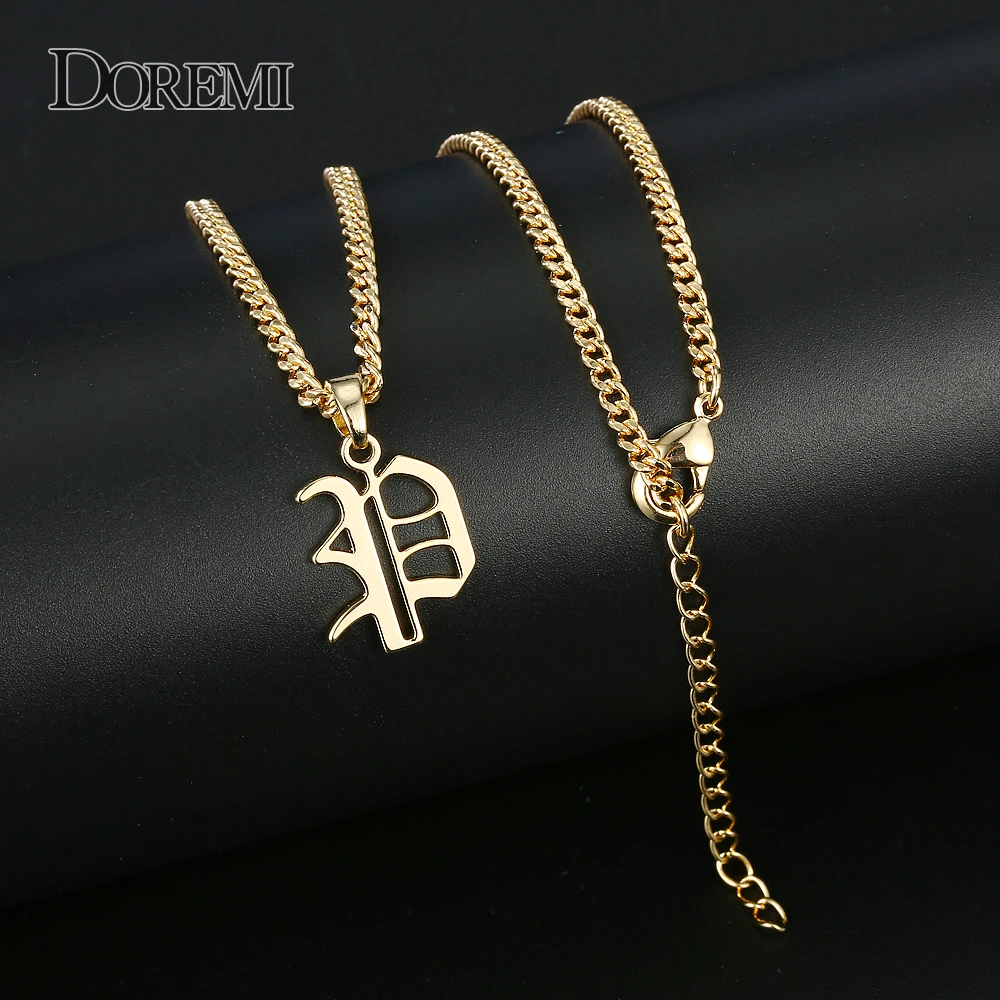 

DOREMI A-Z Custom Necklace Letter Old English Beaty Vintage Stainless Steel Personalized Necklace for Women Girl