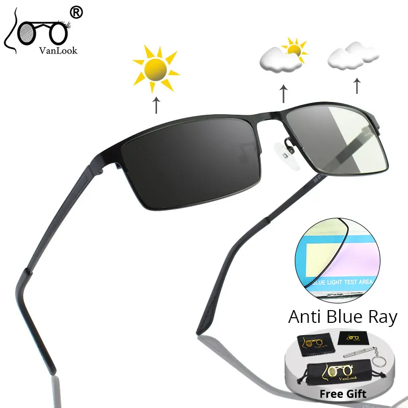 

Photochromic Sunglasses Chameleon Lens Men's Glasses Driving Fishing Blue Light Blocking For Computer Anti-fatigue UV