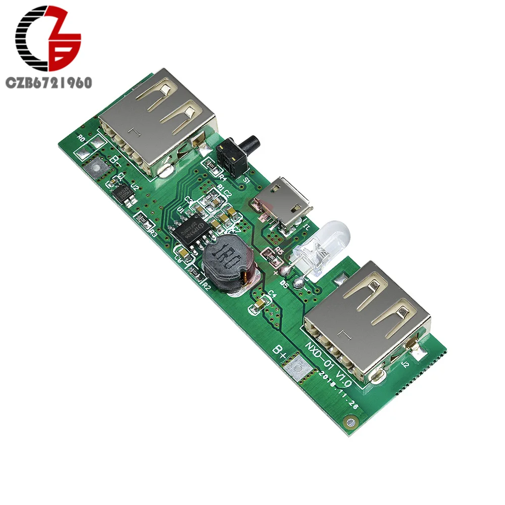 Micro USB 5V 1A 2A 18650 Lithium Battery Charging Board 2 USB Output Li-ion Lipo Battery Protection for Mobile Power Bank DIY