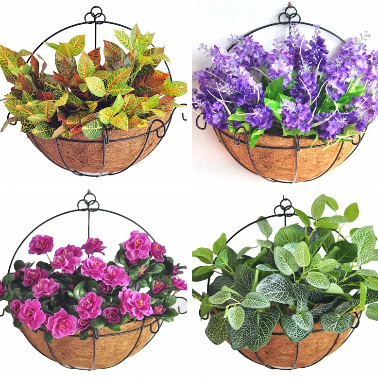 Indoor and outdoor artificial flower plastic flower basket imitation flower set jewelry wall hanging basket home living room