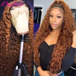13x6 Ombre Honey Brown 1B30 Curly Human Hair Wig Brazilian Remy Preplucked Lace Front Wig Glueless Baby Hair For Women Free Part