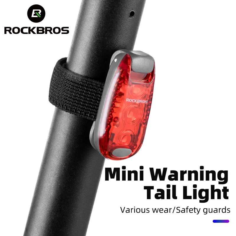 ROCKBROS Bicycle Tail Light MTB Road Warning Helmet Light Rear Bag Light Cycling Mini Portable Running Light Bike Accessories