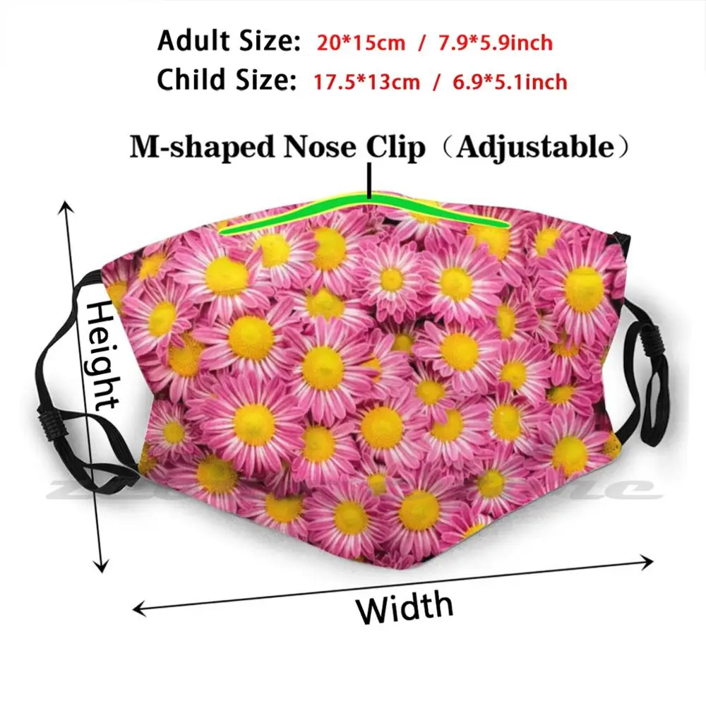 Pink Marguerite Daisy Flowers---Flowers Lovers Mask Cloth Washable DIY Filter Pm2.5 Adult Kids Flowers Flower Floral Summer