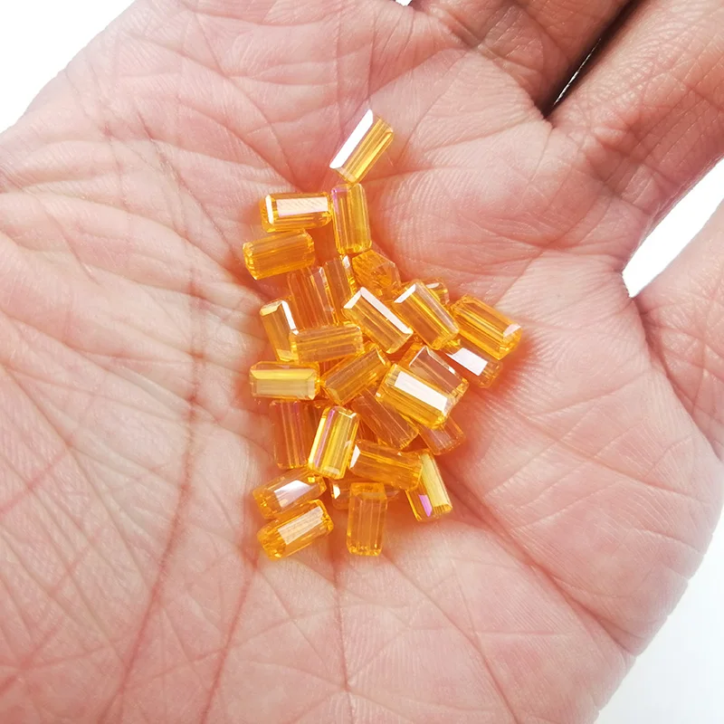 YHBZRET Rectangle Austrian crystal beads 3*6mm 80pcs Square glass Spacer Loose bead for Jewelry making bracelet Accessories DIY
