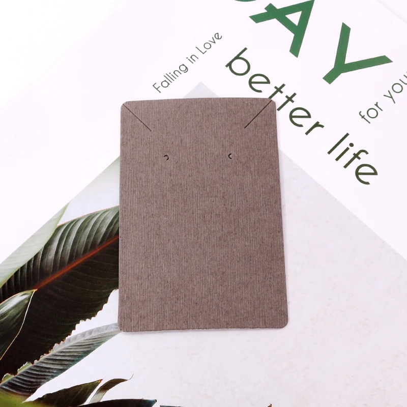 

Wholesale 6*9cm Gray Brown Paper Earrings Card Jewelry Earring Necklace Accessories Display Cards Hanger Customized 200Pcs/lot