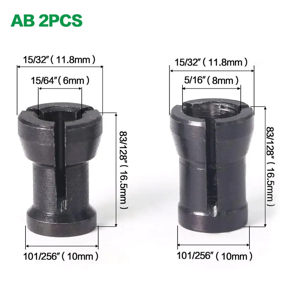 1pc 3PCS Set collets 6.35mm 8mm 6mm collet chuck Engraving Trimming machine Electr