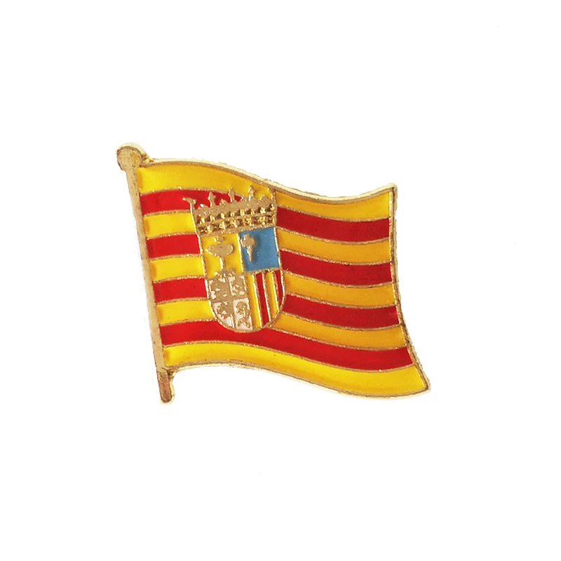 Aragon Flag Lapel Pins Spain Provincial Nationalities Region Brooch Crystal Epoxy  Metal Enamel Badge