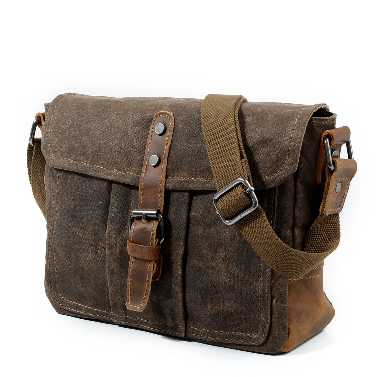 The new waterproof wax canvas bag free bag shoulder bag man simple men satchel male  cross section