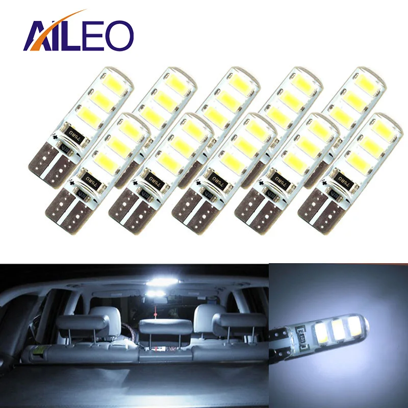 Ampoule de parking LED W5W T10 194 168 W5W COB 6SMD, lampe de dégagement à coin automatique CANBUS Silica, blanc brillant, ampoules de planificateur, 10 pièces