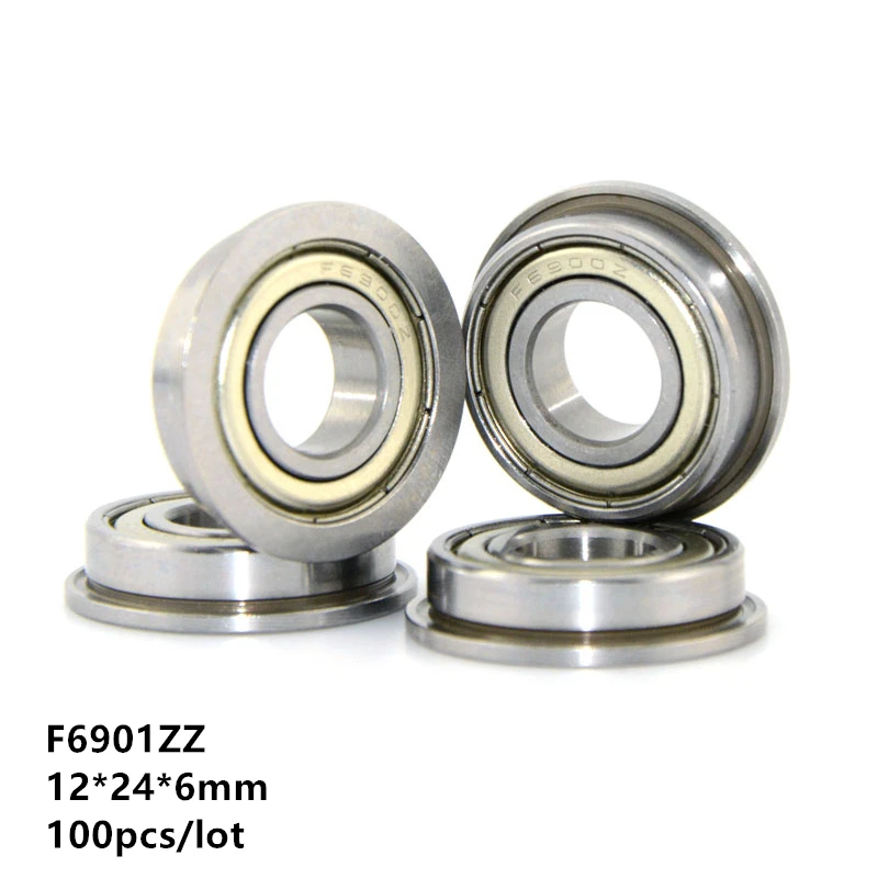 

100pcs/lot F6901ZZ F6901 ZZ Z F6901Z Flange bearing 12x24x6 mm shielded flanged deep groove ball bearings 12*24*6 mm