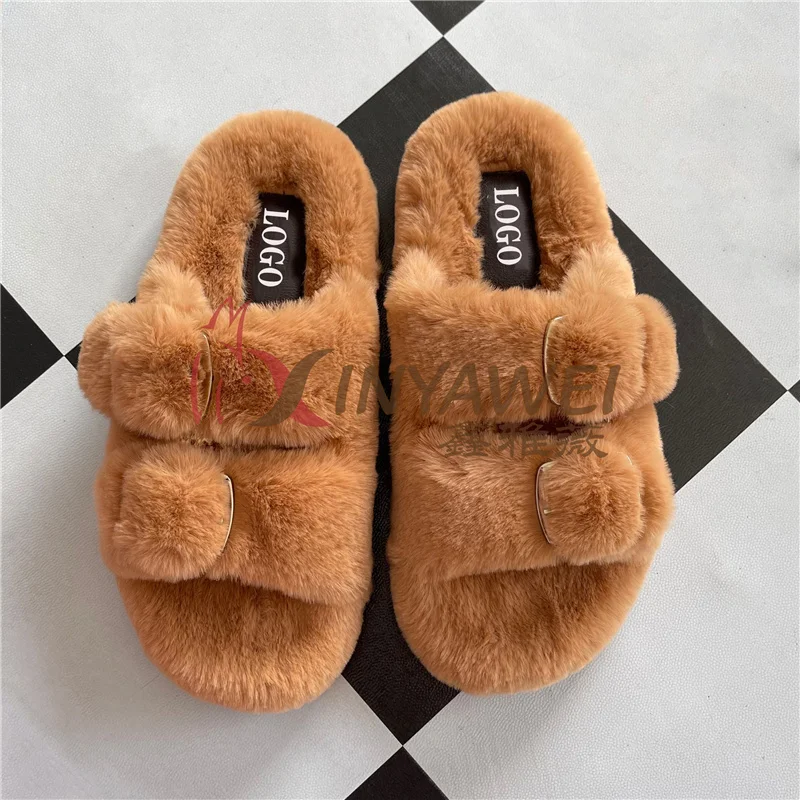 

Designer Slides High Quality Fuax Fur Slippers Lasdies Fur Slippers Flat Heel Slippers Women Shoes Fur Slides For Women Slides