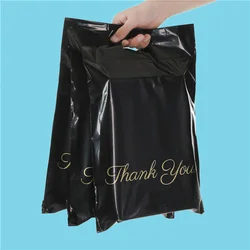 50pcs/Lot New Gold Black Handle Express Bag Tote Mailing  Bag Courier Bags Self-Seal Adhesive Waterproof Poly Envelope