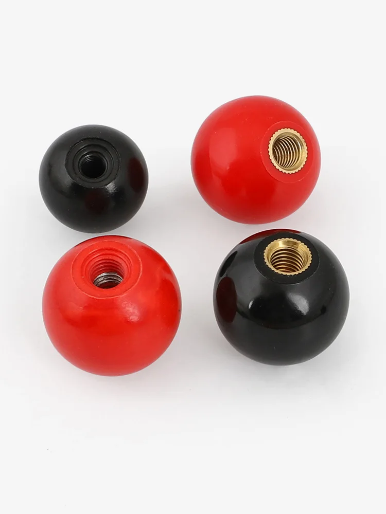 5Pcs Red Black Copper Core Ball Bakelite Lever Knob Machine Tool Replacement Round Handle M5 M6 M8 M10 Ball Shaped Clamping Knob