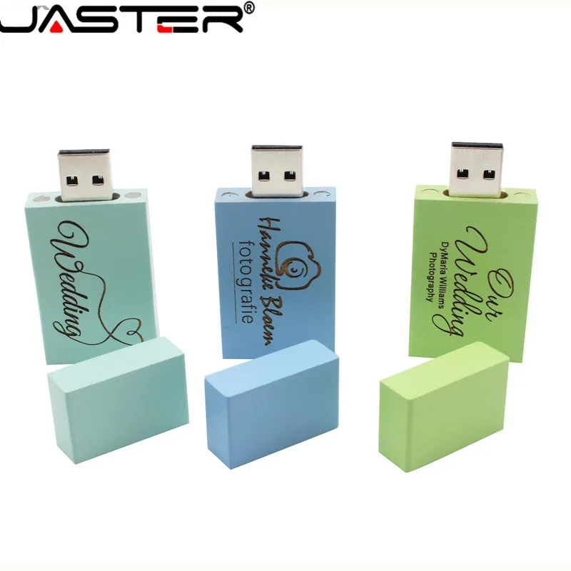 JASTER 2.0 USB flash drives free LOGO hot selling creative Wooden colorful squares real capacity USB 2.0 4GB/8GB/16GB/32GB/64GB