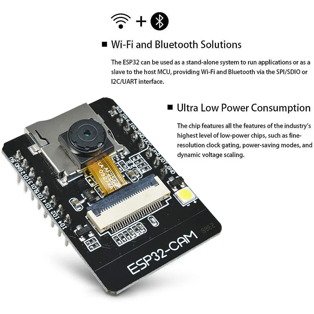 Módulo de cámara ESP32-CAM ESP32-S OV2640, placa de cámara de 2MP, inalámbrica, WiFi, Bluetooth, ranura para tarjeta TF para Arduino Raspberry Pi