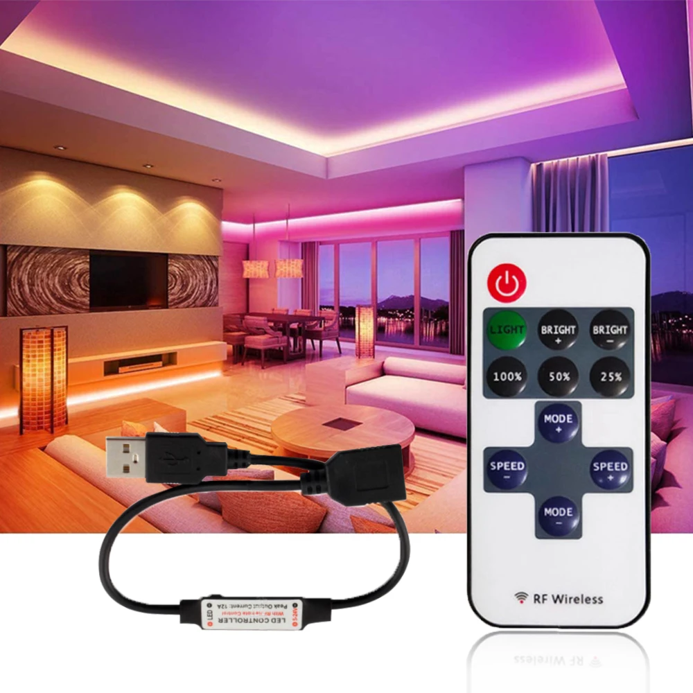 Imagem -06 - Controlador Led Strip com Mini Dimmer 11keys Controle Remoto sem Fio rf Smd5050 3528 5730 5630 3014 Única Cor dc 524v