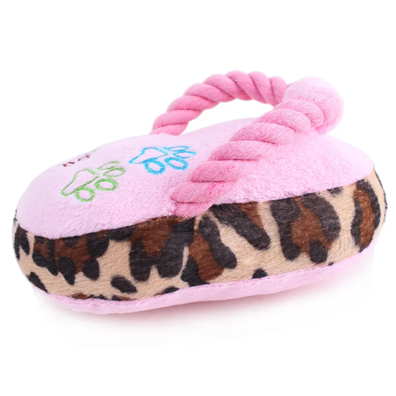 Pet Chew Toy Puppy Fad Dog Toy Slipper Pet Play Squeaker Plush Slippers Stripe Bread Shape Stuffed Dog Shoes Sound -30