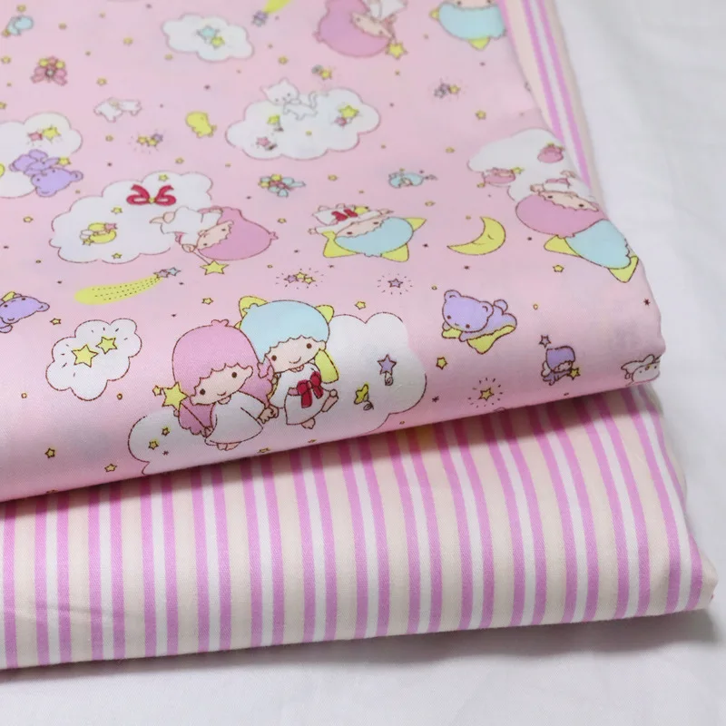 Pink Star Princess Cartoon Twill Cotton Fabric For Quilting Bedding DIY Sewing Accessories By Half Meter