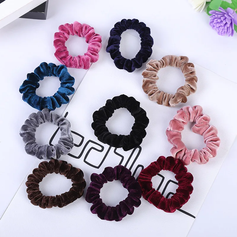 1PC lussuoso Soft Feel Velvet Hair Scrunchie coda di cavallo ciambella Grip Loop Holder fascia elastica per capelli