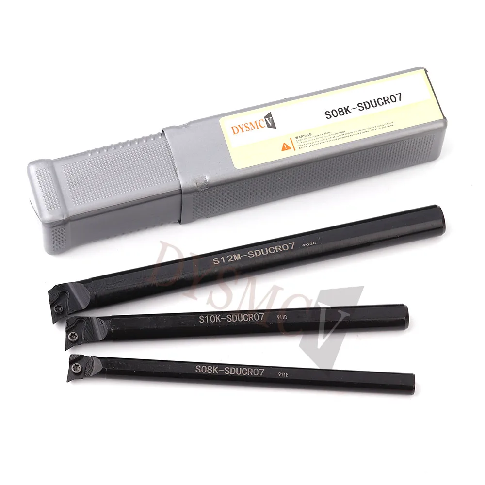 3PCS S08K-SDUCR07 S10K-SDUCR07 S12M-SDUCR07 95 Derajat Spiral Mengubah Dudukan Alat Pemboran Bar + 10PCS DCMT070204 Karbida Alat