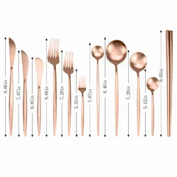 Cutlery Set Stainless Steel Dessert Knifes Forks Set Rose Gold Western Kitchen Dinnerware Set Matte Spoons Chopsticks Tableware