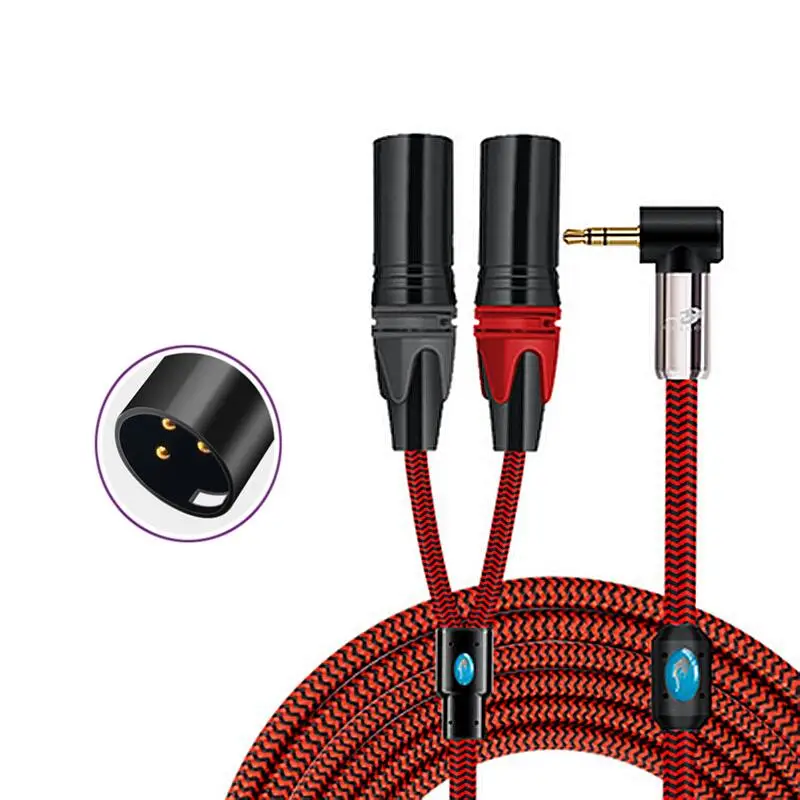 Złącze Stereo 3.5mm do 2 x XLR 3-pinowy męski Adapter kabel Audio do konsoli miksera 3.5 do XLR Y Splitter niezrównoważone ekranowane przewody