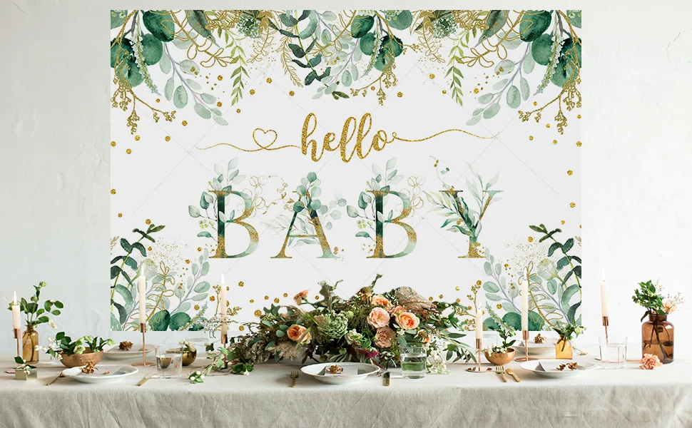 Hello Baby Theme Backdrop for Jungle Safari Woodland Birthday Oh Baby Shower Party Supplies Decorations Banner Photo Background