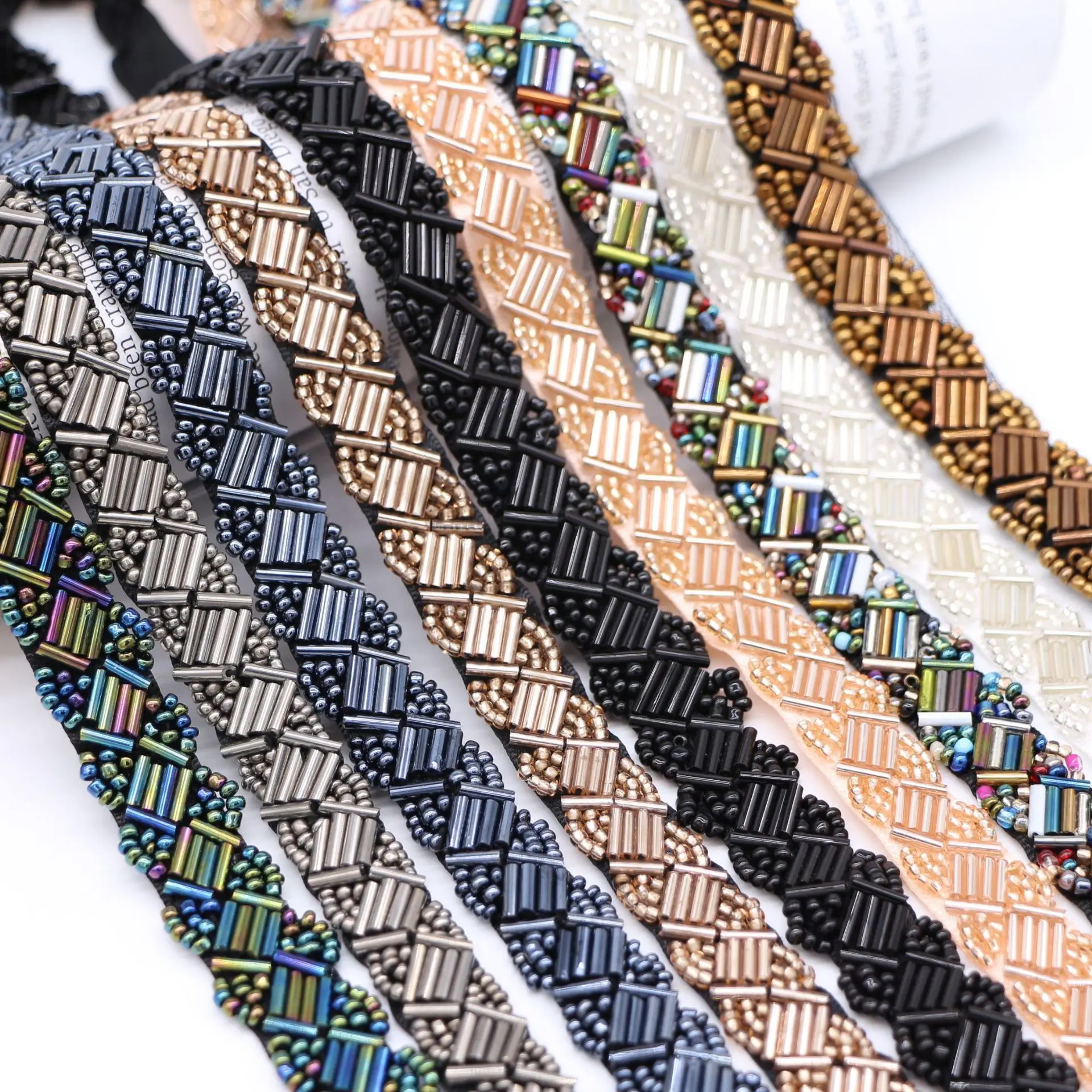 10Yards Beads Handmade Lace Edge Trims Wedding Dress Belt Sash Ribbon Bridal Applique Fabric Sewing Craft DIY Decorative Band