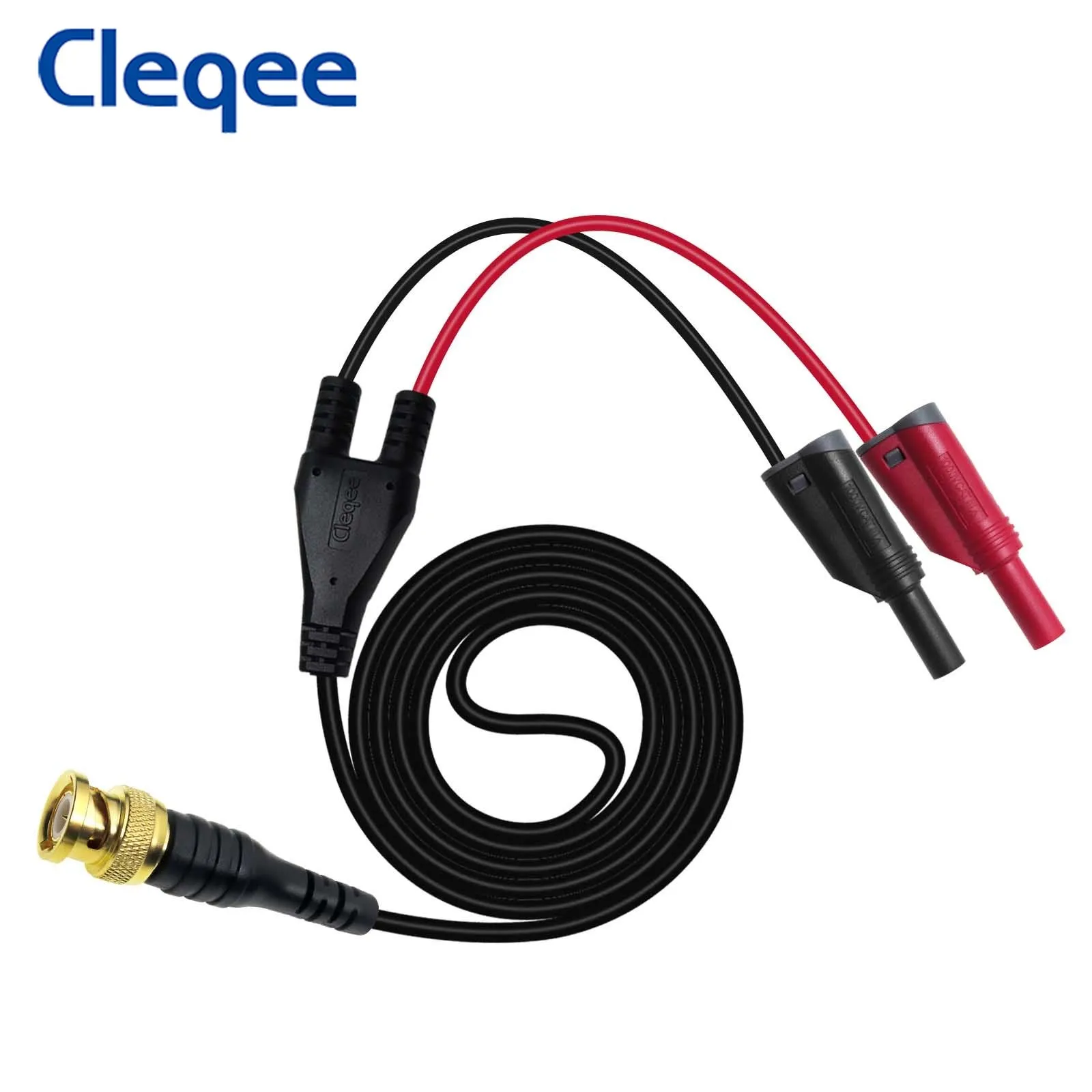 Cleqee P1064 Gold-plated Pure Copper BNC To Dual 4mm Stackable Shrouded Banana Plug Test Lead Oscilloscope Cable 120CM