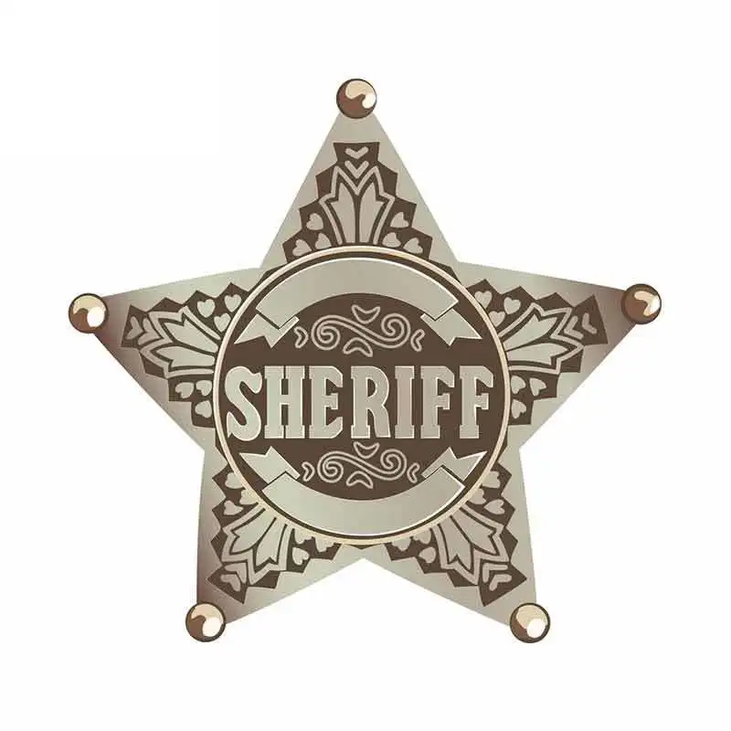 Creative 13cm X 12.6cm for Sheriff Star Car Stickers and Decals DIY Sticker Vinyl Material Sunscreen Car Decals