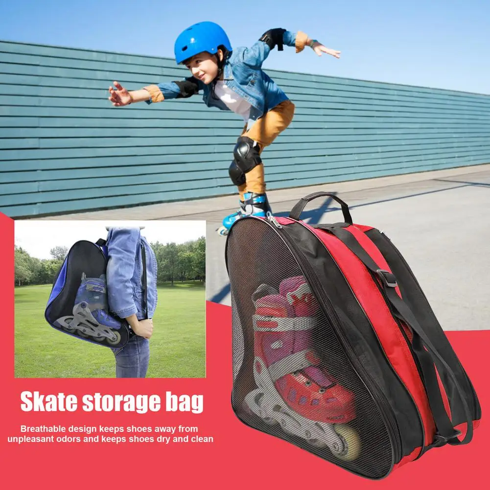 Saco de transporte de skate respirável caso crianças patins inline patins patins de gelo saco de patinação sacos de armazenamento para patins ao ar