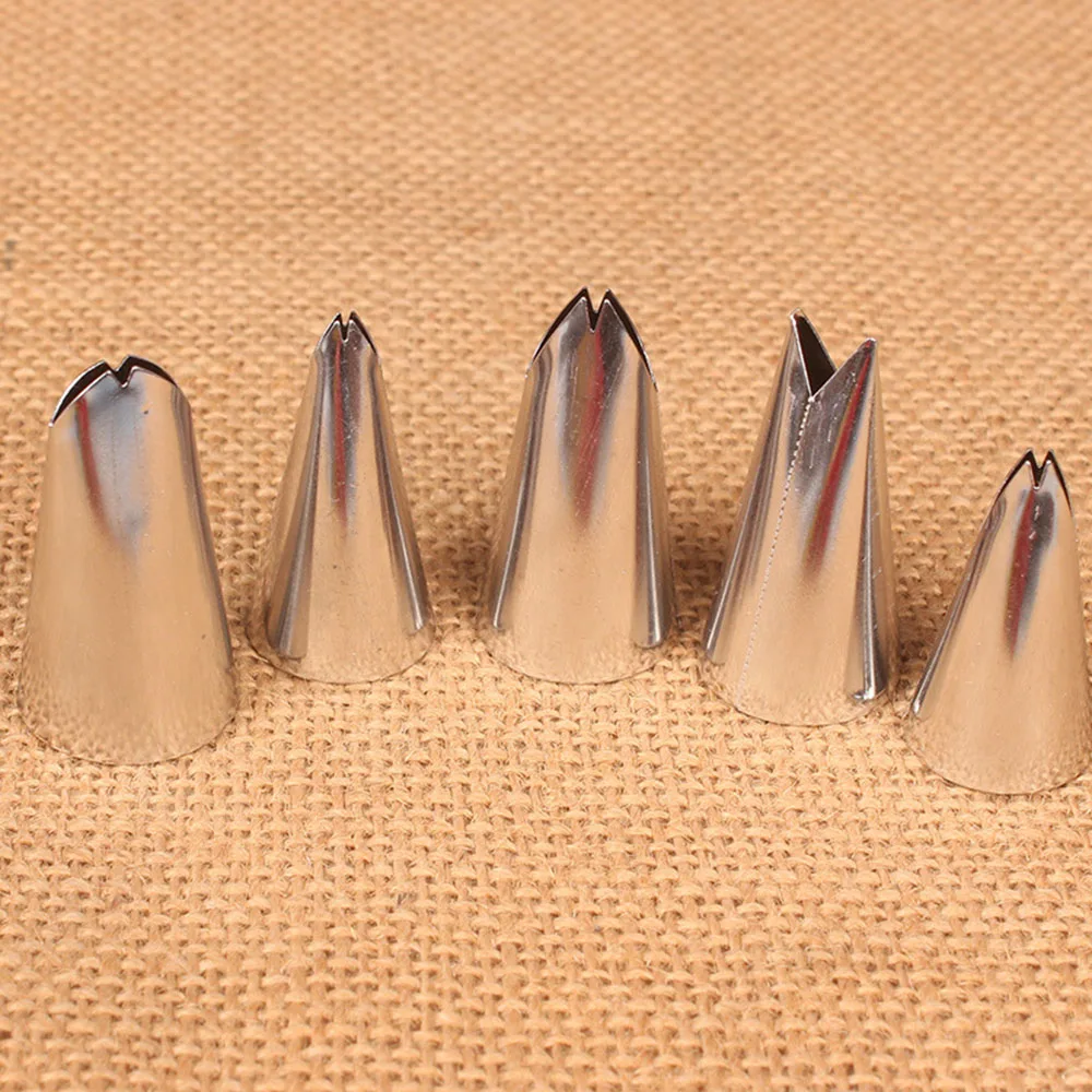 5Pcs/set Leaves Icing Piping Nozzles Stainless Steel Nozzle Pastry Writing Tips For Fondant Cake Baking Decorating Tools