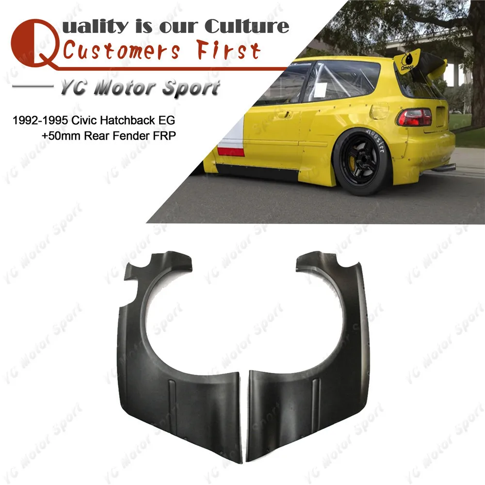 Car Accessories FRP Fiber Glass PDM Style +50mm Rear Fender Fit For 1992-1995 Civic Hatchback EG Rear Over Fender Flare Cover