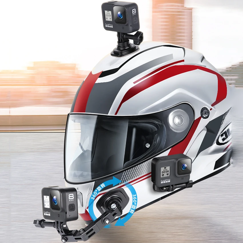 سبائك الألومنيوم تمديد الذراع خوذة جبل الذاتي صور جبل ل GoPro بطل ماكس 10 9 8 7 6 5 4for XiaoYi عمل كاميرا الملحقات