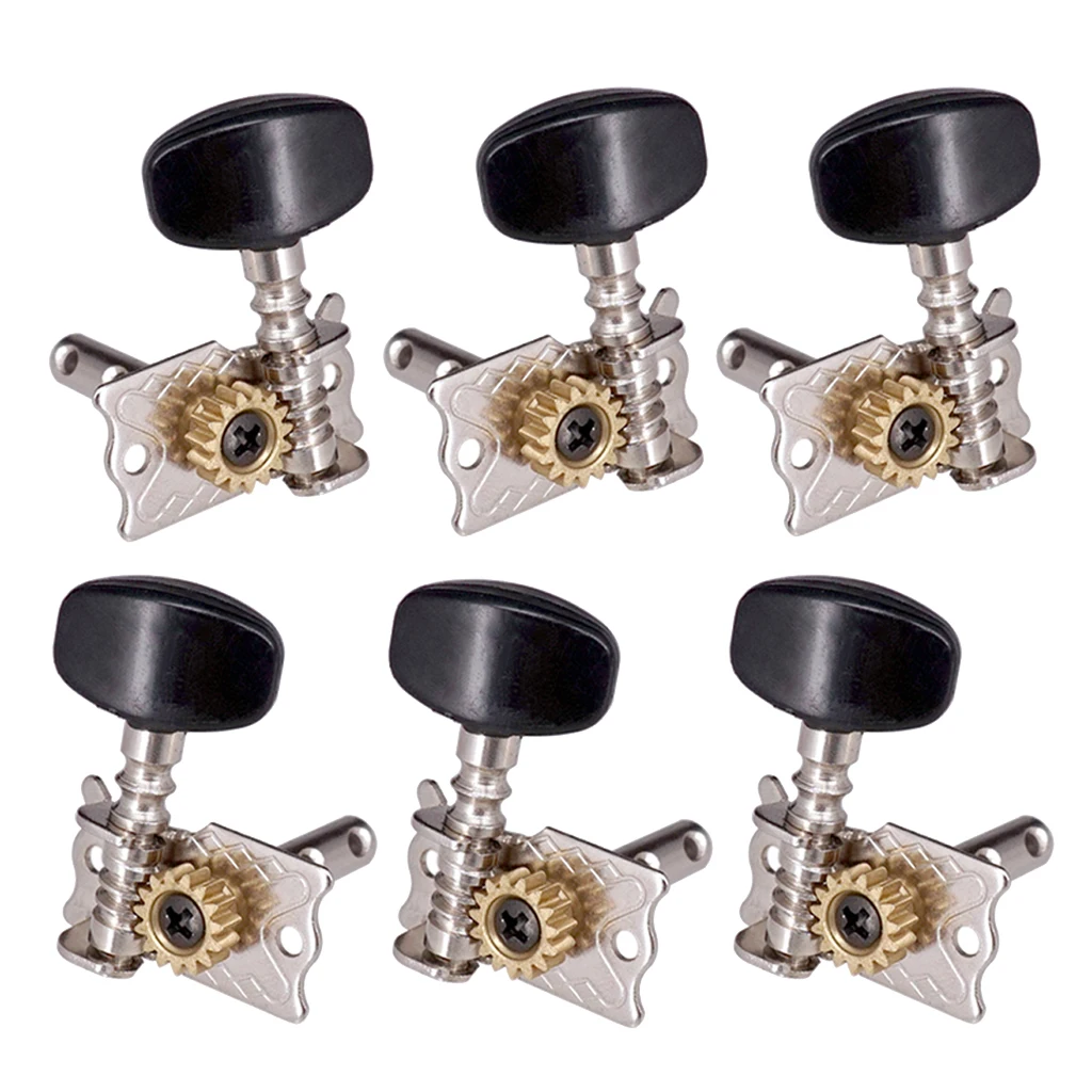 6 Pieces Black Guitar Machine Heads Mechanical Tuning Pegs For Acoustic Guitar Electric Guitar, 3R3L