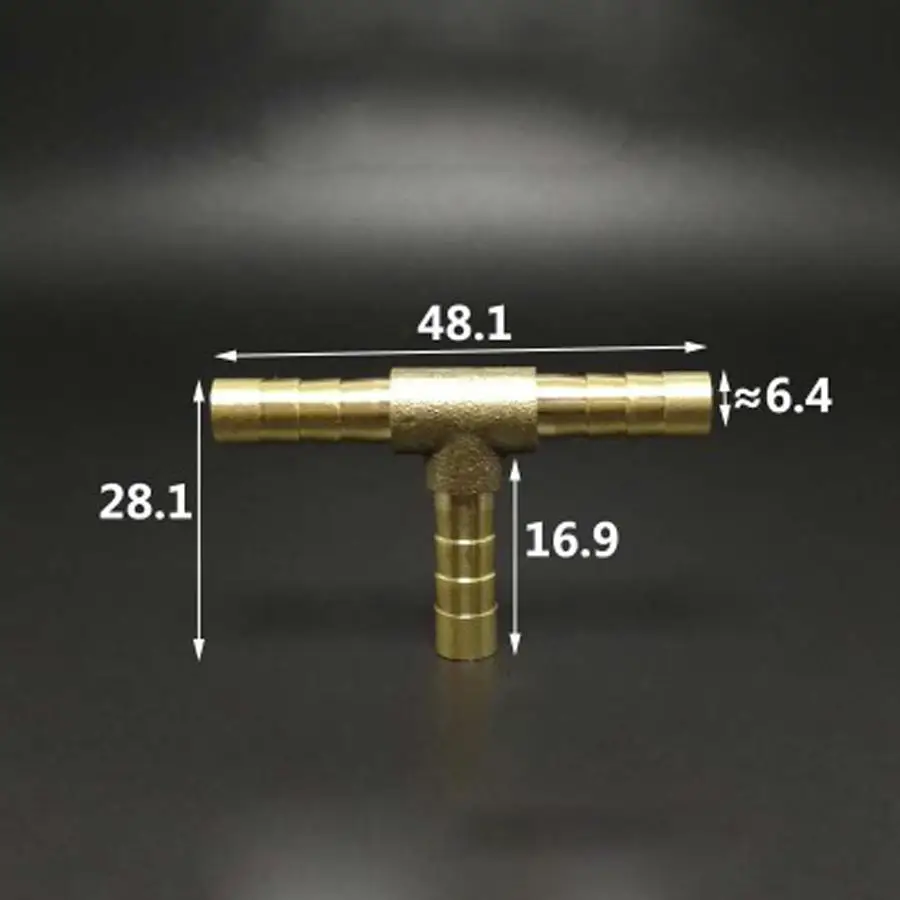 

10 PCS 6mm Hose Barb Tee 3 Ways Splicer Brass Hosetail Fitting Adapter Coupling Water Fuel