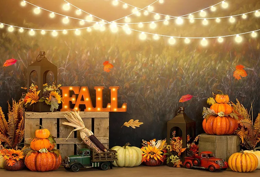 Avezano เด็กภาพพื้นหลังสำหรับถ่ายภาพฤดูใบไม้ร่วงข้าวสาลีฟักทองรถบรรทุกธงตกแต่งเค้กฉากหลัง Photo Studio Photozone Props