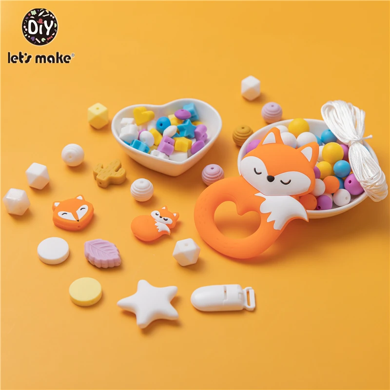 Silicone Beads Set Plastic Baby Pacifier Chain Rodent Food Grade BPA Free DIY Set Pacifier Chain Clips Nylon Rope Toys For Kids