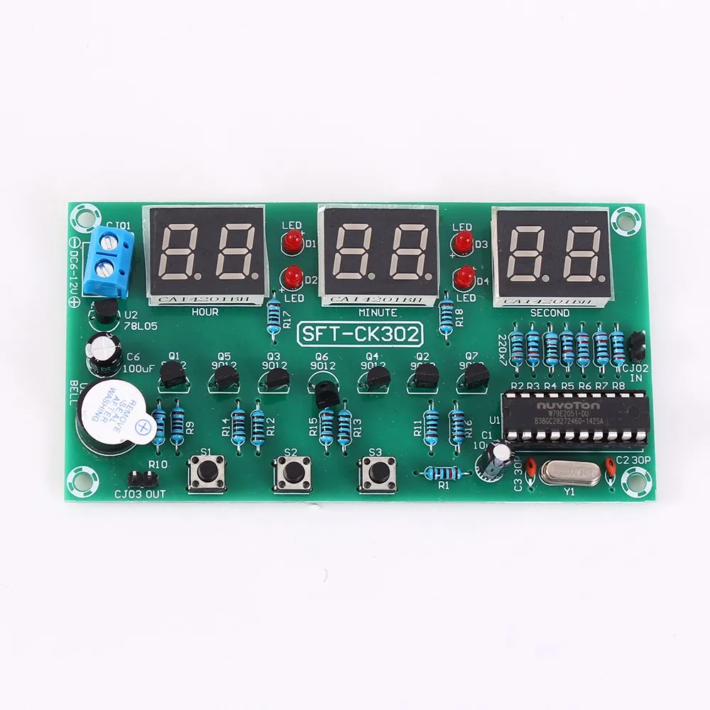 AT89C2051 Módulo de reloj Digital LED de 4Bits/6Bits, temporizador, despertador, cronómetro, tubo LED multifunción, Kit de reloj electrónico