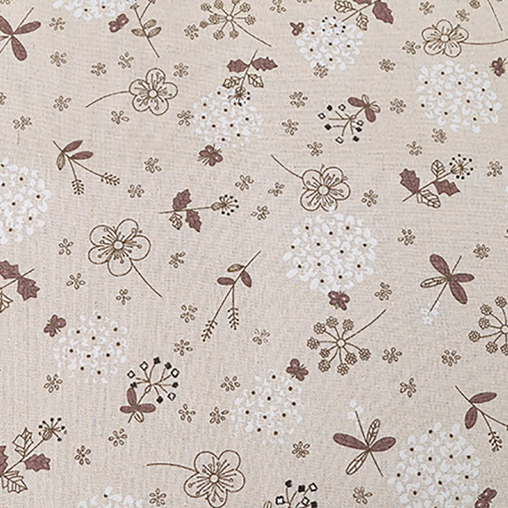 50cmx150cm Printed Beige Flower Pattern Fabric High Quality Sewing Linen Fabric Material For Handbag Garments