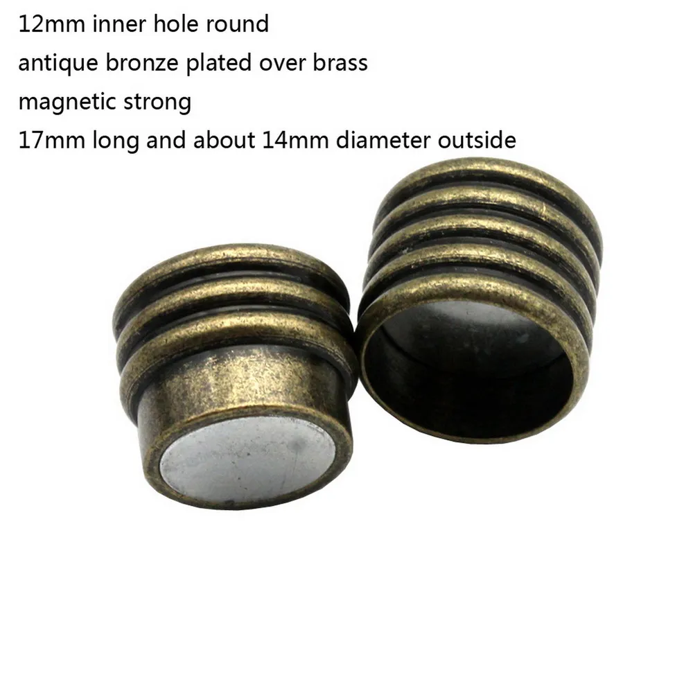 AaaZee 3 Pieces 12mm Diameter Hole Bronze Magnetic Clasp Connectors for DIY Bracelet Necklace Closures