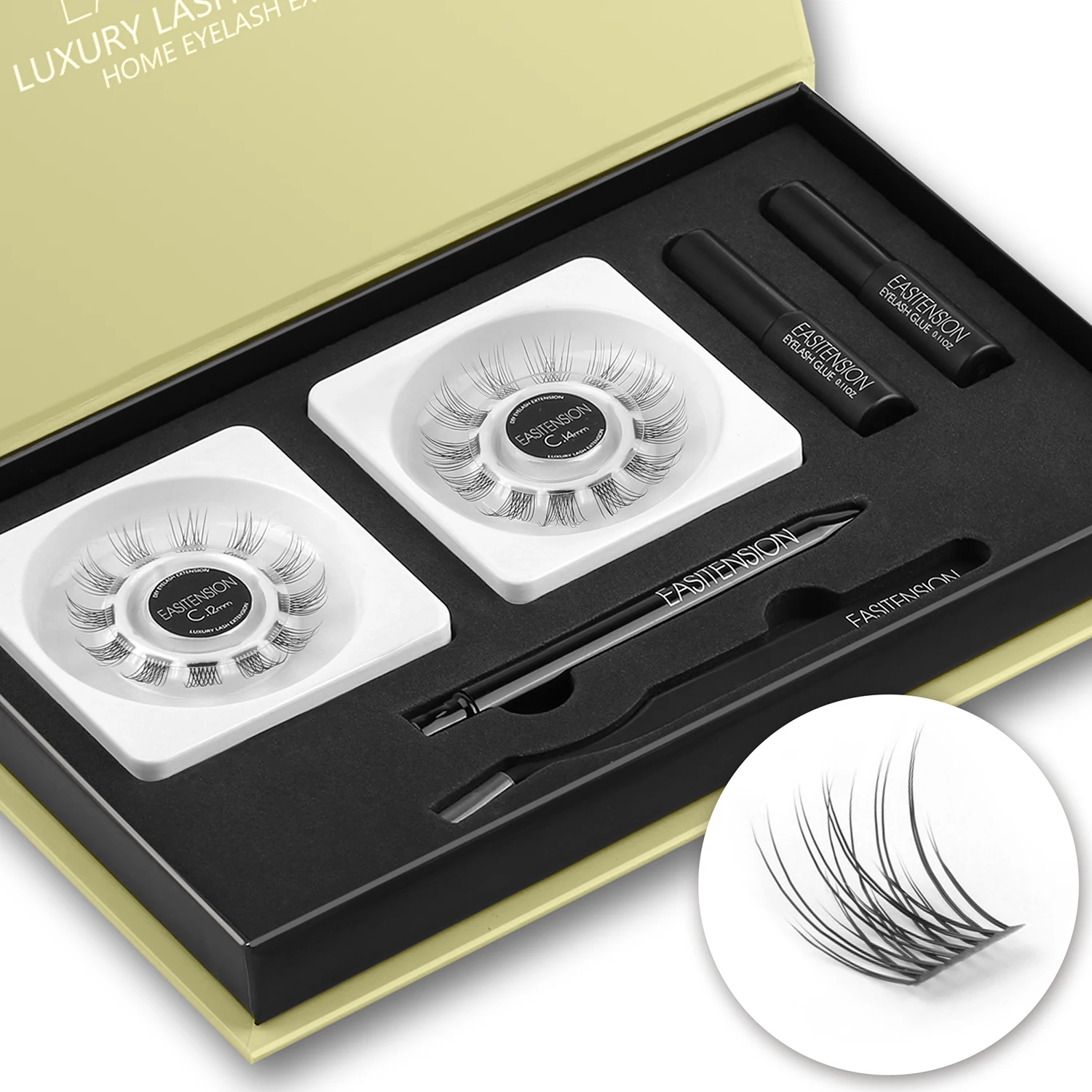 EASITENSION Individual Eyelash Bunche Diy Lashes Extension Kit Glue 24 Eyelash Clusters Professional Natural Lashes Set