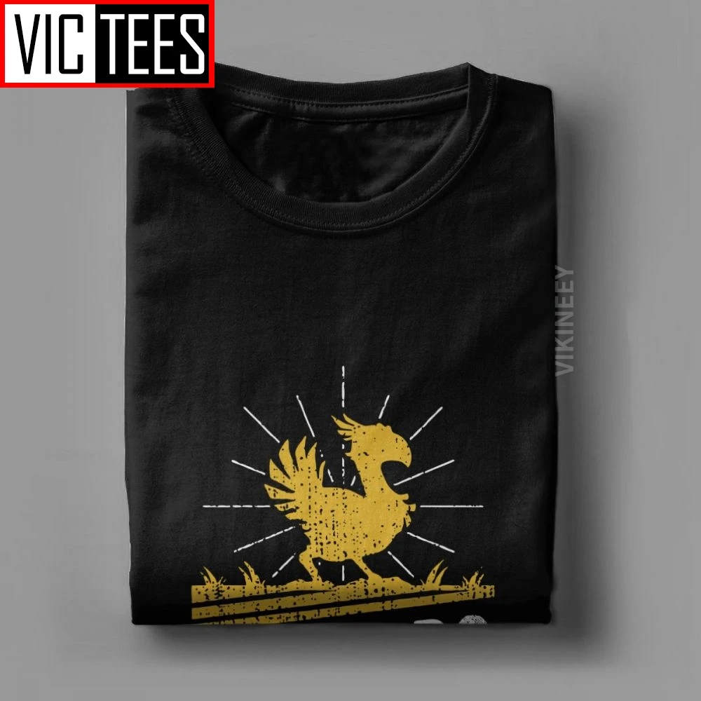 Final Fantasy T Shirt for Men Pure Cotton Cool Tshirt FF7 Video Game Strife Shinra Chocobo Clothes Oversized