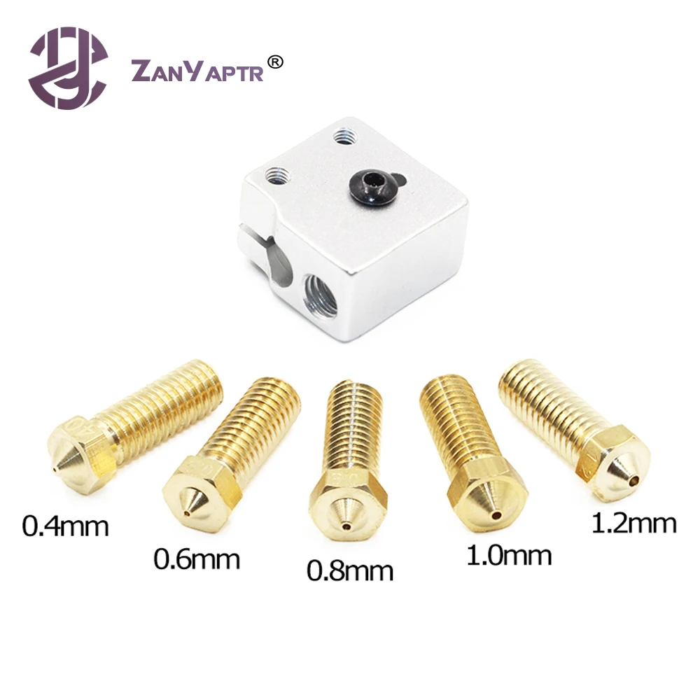

1Set New Volcano Block and Nozzle 3D printer All metal brass E3D Lengthen extruder nozzle 0.4/0.6/0.8/1.0/1.2mm For 1.75/3mm