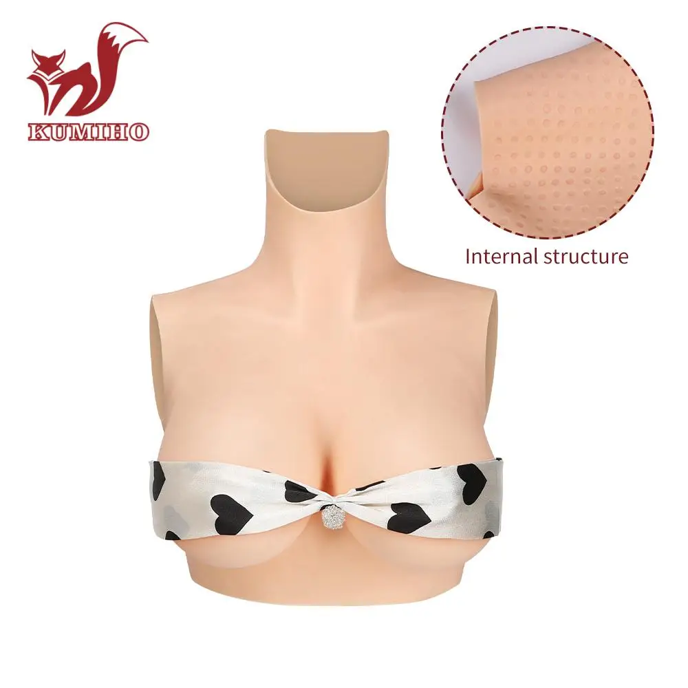 

KUMIHO 6G Silicone Breast Forms High Collar Fake Boobs for Crossdresser Drag Queen Design of internal stomatal sweat conduction