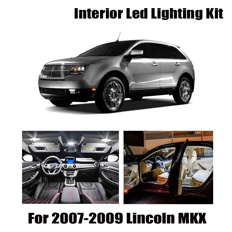 10pcs Canbus Car Accessories White Interior LED Light Bulbs Package Kit For Lincoln MKX 2007 2008 2009 Map Dome License Lamp