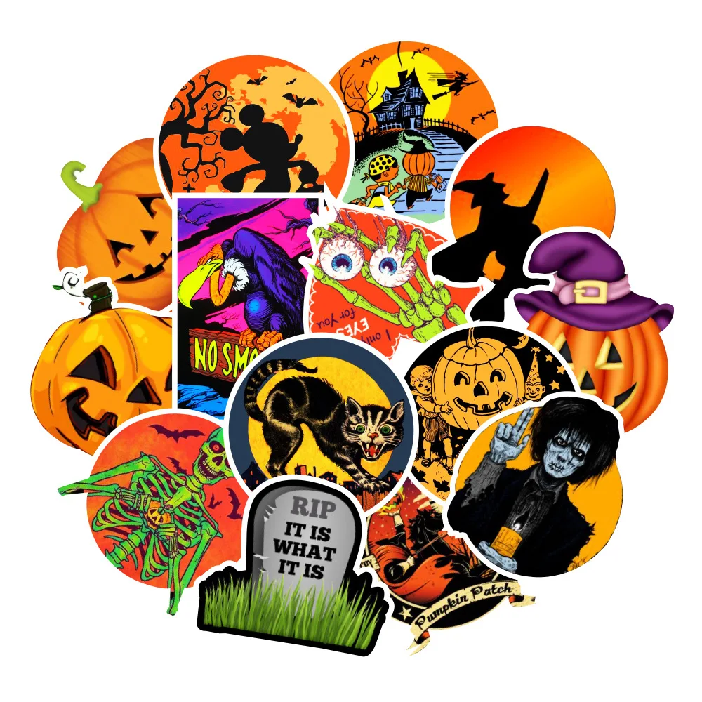 

50Pcs Pumpkin head skateboard fashion Hallowmas Stickers For Suitcase Skateboard Laptop Phone Car Styling DIY Decal waterproof